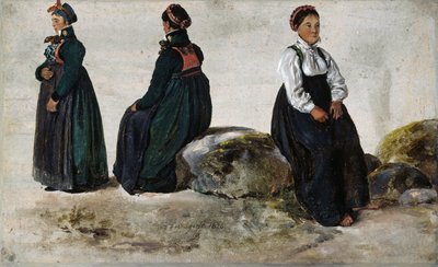 Studies of Female Costumes from Luster in Sogn by Johan Christian Dahl